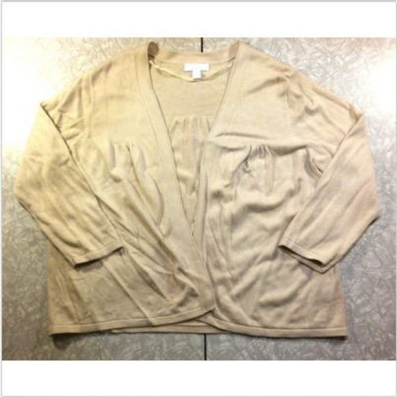 Charter Club Sweaters - Charter Club ~ Ruffled Beige Buttonless Cardigan